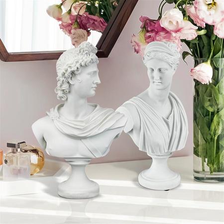 DESIGN TOSCANO Diana of Versailles and Apollo Belvedere Bonded Marble Greek Bust Statues, PK 2 PD9725